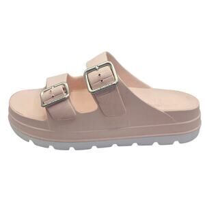 J/Slides Light Pink & White Simply B Platform Beach Summer Sandals